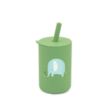 Baby Toddler Silicone Non-spill Printed Straw Cup - Green Elephant