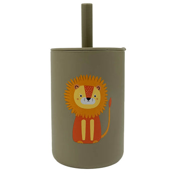 Baby Toddler Silicone Non-spill Printed Straw Cup - Lion