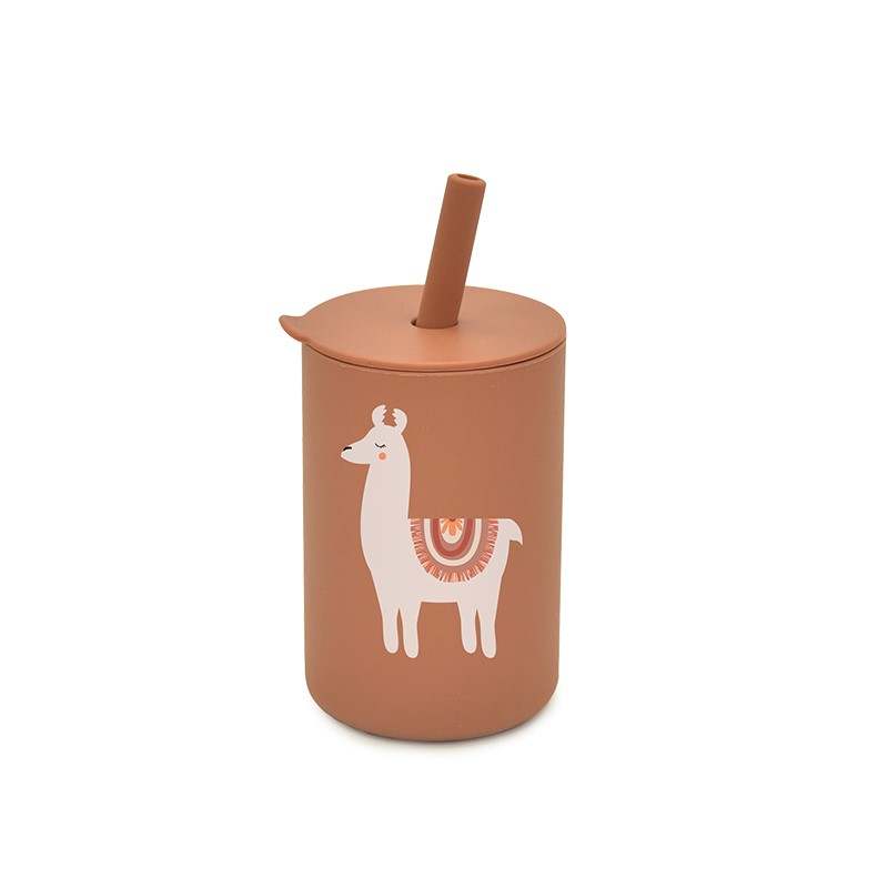 Baby Toddler Silicone Non-spill Printed Straw Cup - Llama