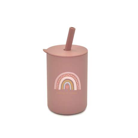 Baby Toddler Silicone Non-spill Printed Straw Cup - Rainbow