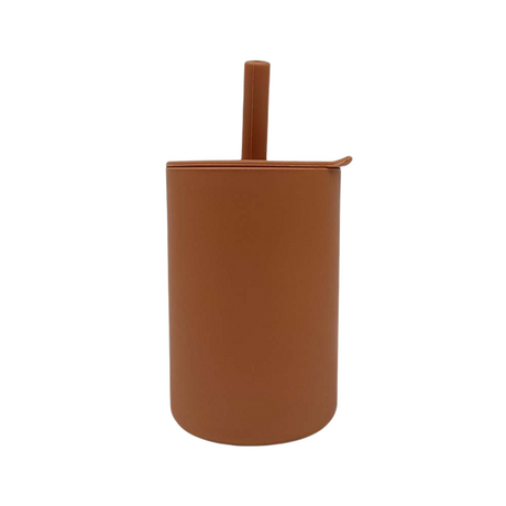 Silicone Non-spill Tall Straw Cup - Spiced Pumpkin freeshipping - -Teeny Cherubs-