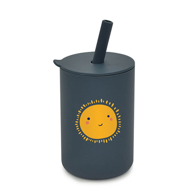 Baby Toddler Silicone Non-spill Printed Straw Cup - Sun