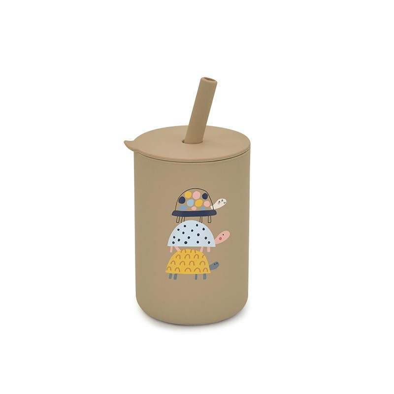 Baby Toddler Silicone Non-spill Printed Straw Cup - Turtle