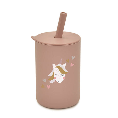 Baby Toddler Silicone Non-spill Printed Straw Cup - Unicorn