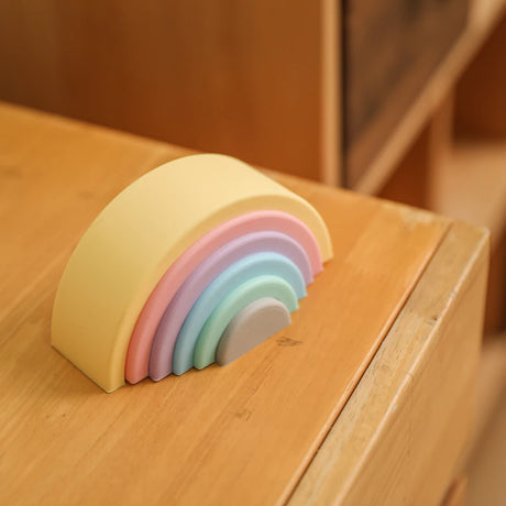 Montessori Silicone Rainbow Stacking Toy - Yellow Side