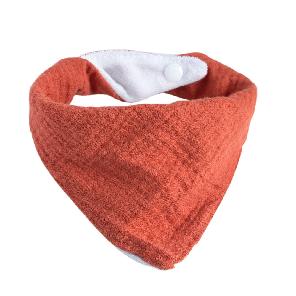 Handmade Baby Bandana Cotton Muslin Dribble Bib - Earth Red