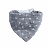 Handmade Baby Bandana Cotton Muslin Dribble Bib - Grey Dots