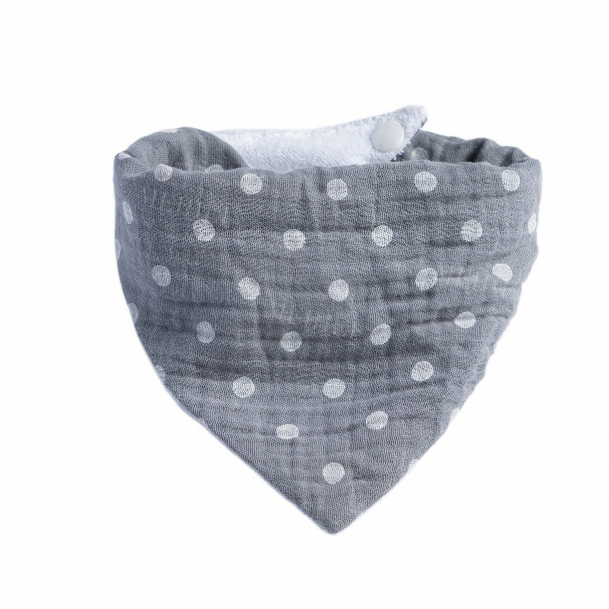 Handmade Baby Bandana Cotton Muslin Dribble Bib - Grey Dots