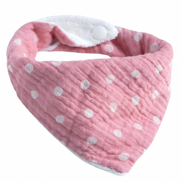 Handmade Baby Bandana Cotton Muslin Dribble Bib - Pink Dots