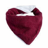 Handmade Baby Bandana Cotton Muslin Dribble Bib - Wine Red