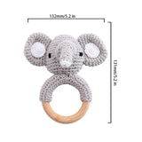 Baby Handmade Crochet Wooden Ring Rattle Toy - Ellie Size