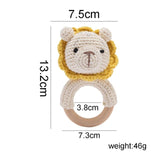 Baby Handmade Crochet Wooden Ring Rattle Toy - Lion Size