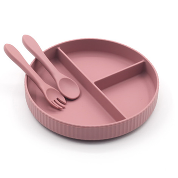 Silicone Baby Toddler Feeding Plate Set - Dusty Rose