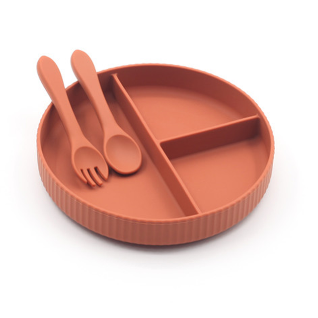 Silicone Baby Feeding Plate Set - Raw Sienna