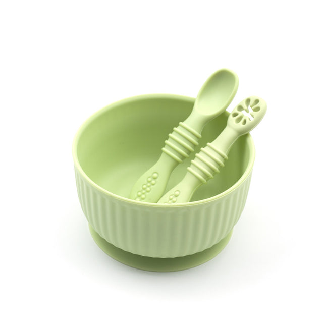 Silicone Baby Toddler Ramekin Suction Bowl Starter Set - Green