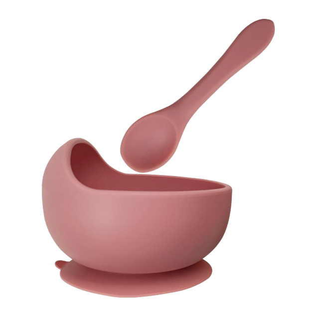 Silicone Baby Suction Bowl - Powder Rose