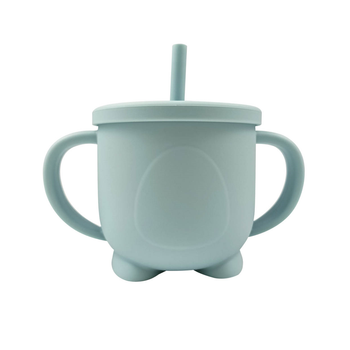 Baby Toddler Silicone Non-spill Sippy Straw Cup First Stage - Light Blue