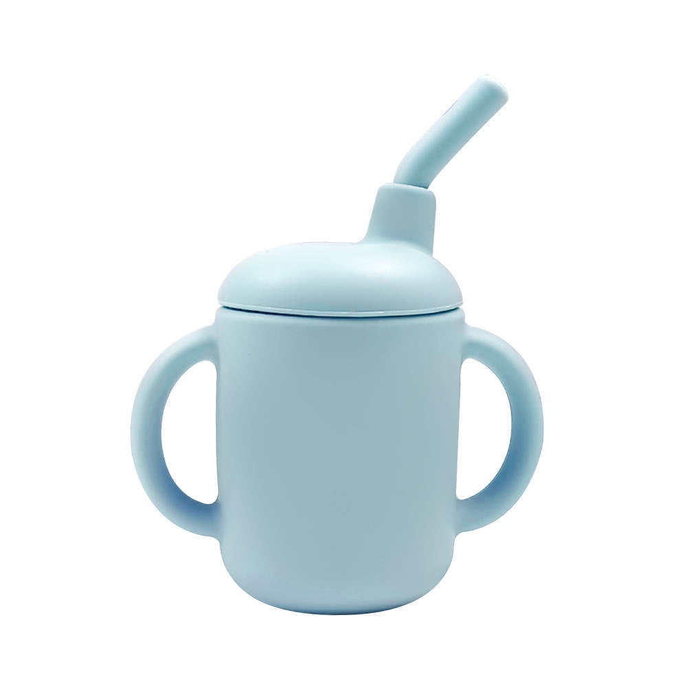 Silicone Non-spill Sippy Straw Cup Second Stage - Light Blue – -Teeny  Cherubs
