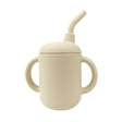 Baby Toddler Silicone Non-spill Sippy Straw Cup Second Stage - Beige