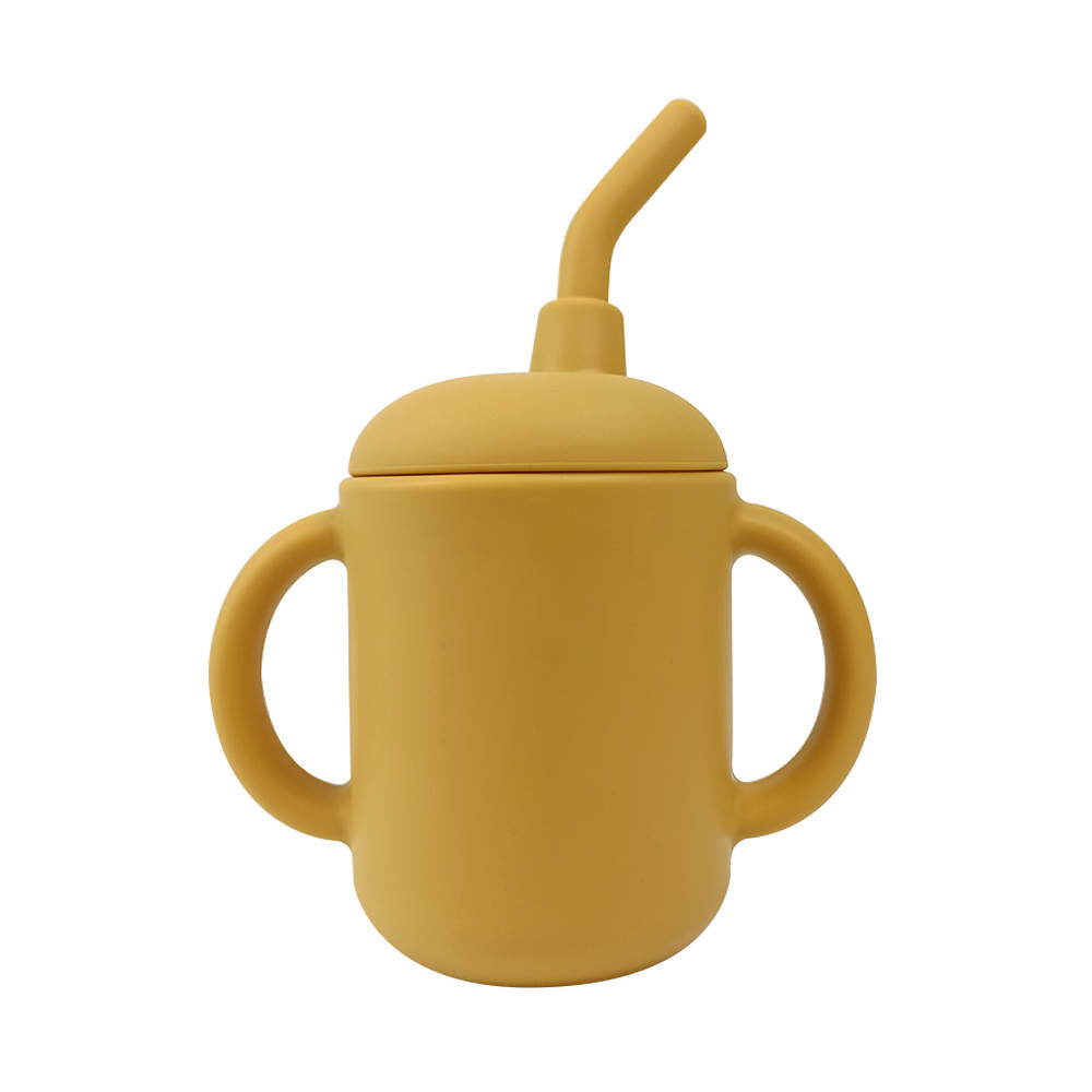 Silicone Non-spill Sippy Straw Cup Second Stage Mustard – -Teeny