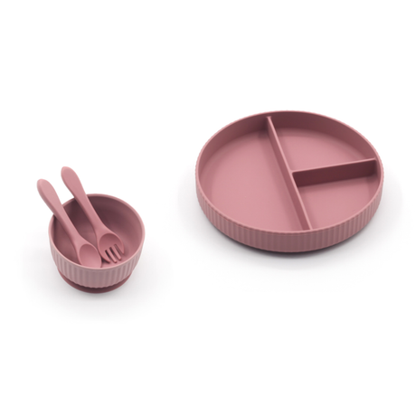 Silicone Baby Toddler Ramekin Dinnerware Set 4pcs - Dusty Rose