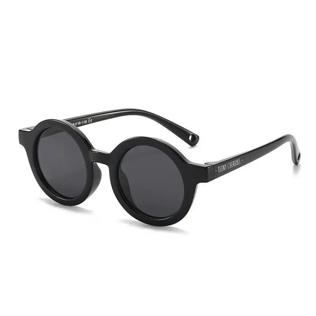 Teeny Baby Polarized Round Sunglasses With Strap - Black