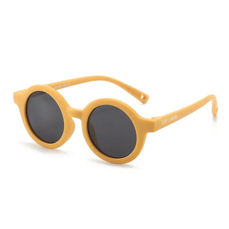 Teeny Baby Polarized Round Sunglasses With Strap - Mustard – -Teeny Cherubs