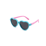 Teeny Baby Heart Polarized Sunglasses With Strap - Teal & Pink