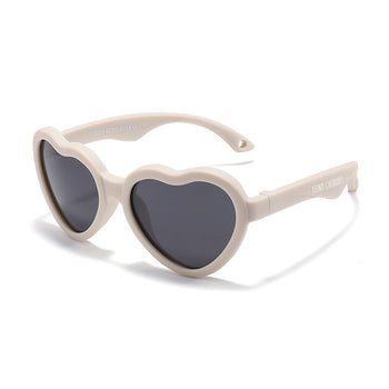 Teeny Baby Heart Polarized Sunglasses With Strap - Beige