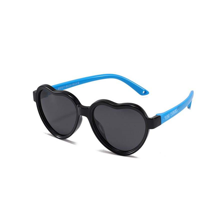 Teeny Baby Heart Polarized Sunglasses With Strap - Black & Blue