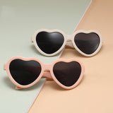 Beige Pink Teeny Baby Heart Polarized Sunglasses With Strap 