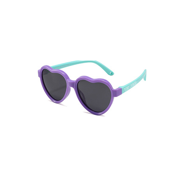 Teeny Baby Heart Polarized Sunglasses With Strap - Purple & Teal
