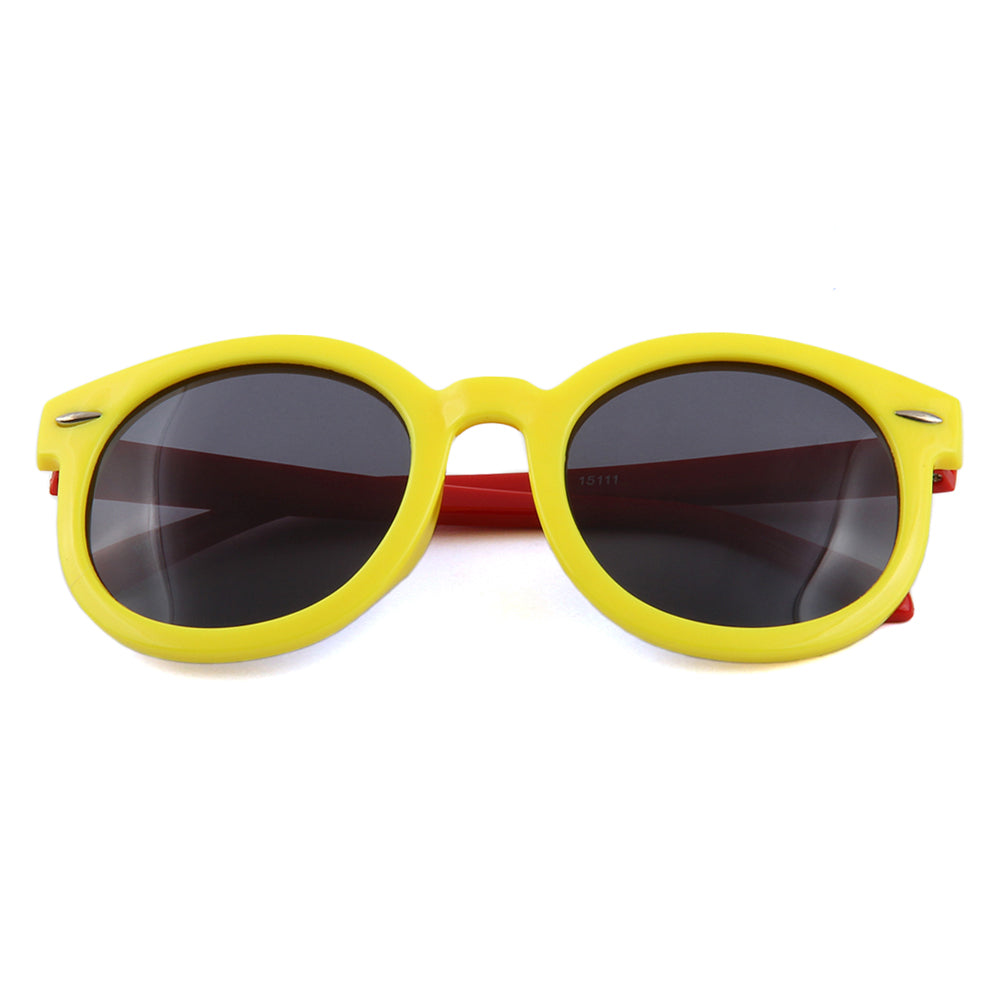 Teeny Baby Round Keyhole Polarized Sunglasses - Blue Yellow