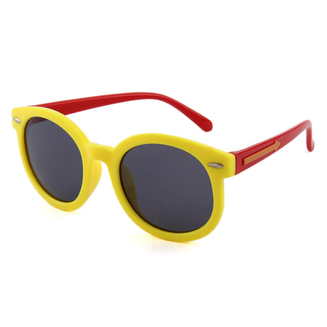 Teeny Baby Round Keyhole Polarized Sunglasses - Yellow Red