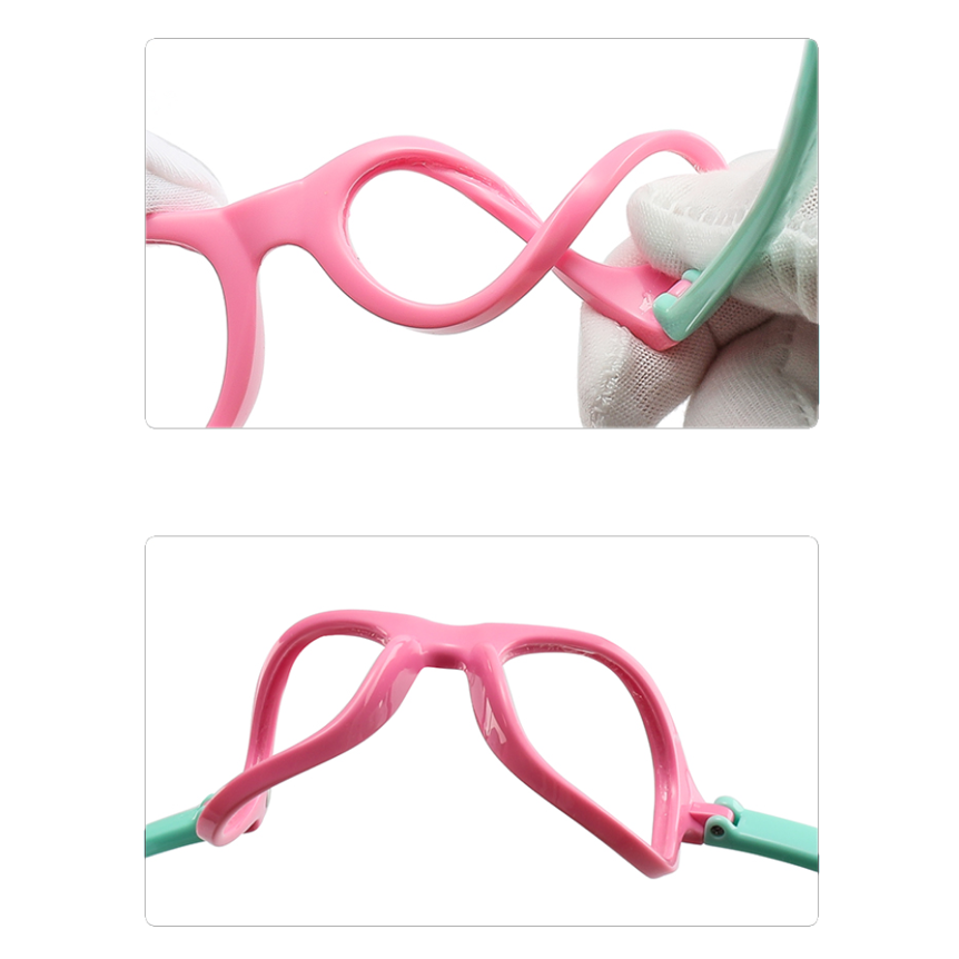Flexible Silica Frame Teeny Baby Wayfarer Polarized Sunglasses - Teal & Pink