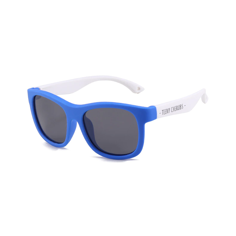 Teeny Baby Wayfarer Polarized Sunglasses With Strap - Blue White