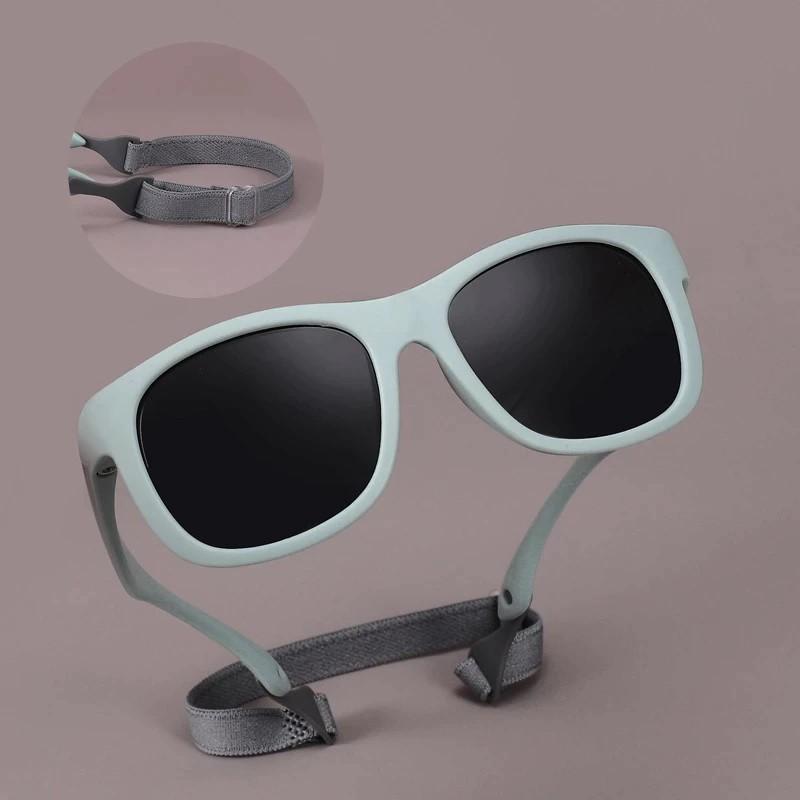 Teeny Baby Wayfarer Polarized Sunglasses With Strap - Blue