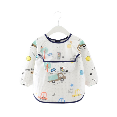 Baby Toddler Feeding Long Sleeve Apron Smock Bib - Busy Traffic