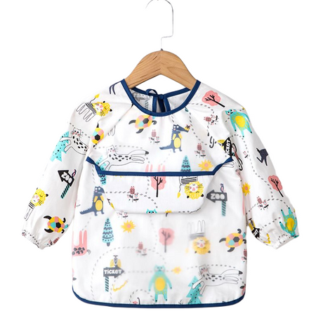 Baby Toddler Feeding Long Sleeve Apron Smock Bib - Busy Zoo