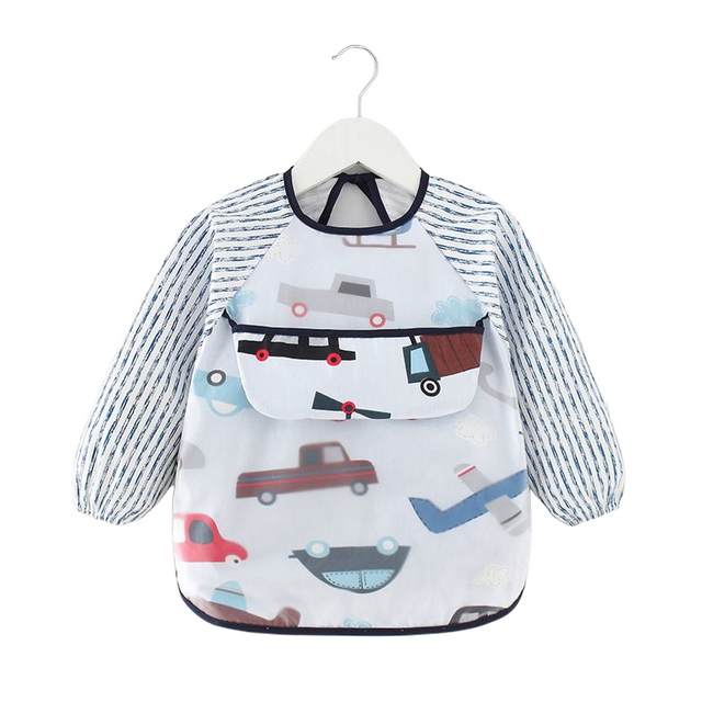 Baby Toddler Feeding Long Sleeve Apron Smock Bib - Cars and Planes