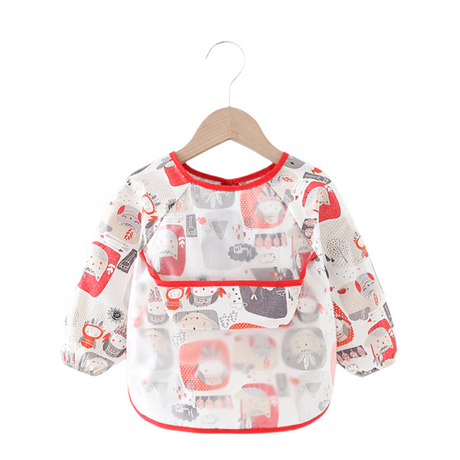 Baby Toddler Feeding Long Sleeve Apron Smock Bib - Cats Indians