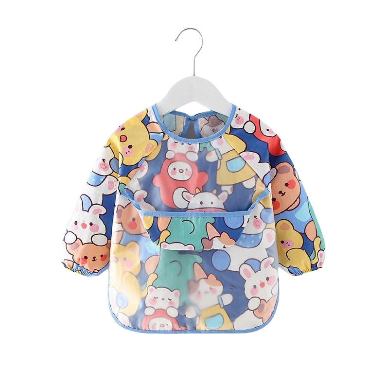 Teeny Baby Long Sleeve Apron Smock Bib - Colour Zoo