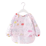 Teeny Baby Toddler Long Sleeve Feeding Apron Smock Bib - Pink Farm