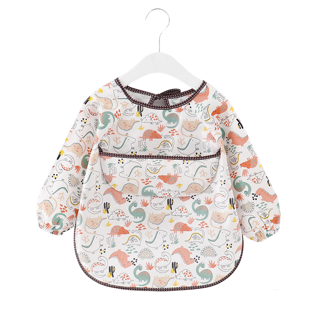 Teeny Baby Toddler Long Sleeve Apron Smock Bib - Happy Dinosaurs