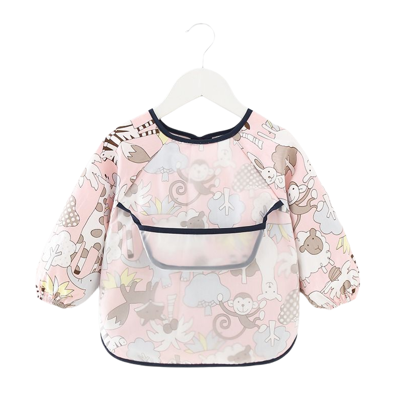 Baby Toddler Feeding Long Sleeve Apron Smock Bib - Monkey Zoo