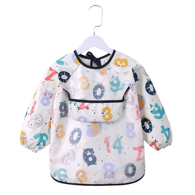 Teeny Baby Long Sleeve Apron Smock Bib - Numbers