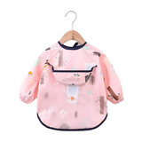 Teeny Baby Toddler Long Sleeve Apron Smock Bib - Pink Forest