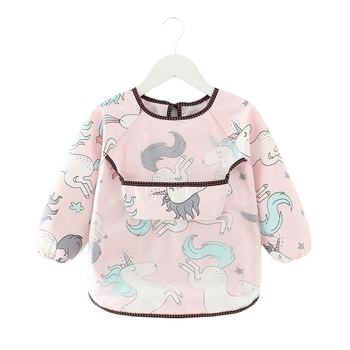 Baby Toddler Feeding Long Sleeve Apron Smock Bib - Pink Unicorn