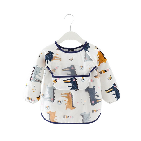 Baby Toddler Feeding Long Sleeve Apron Smock Bib - Rainbow Crocodile