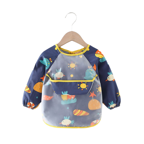 Teeny Baby Long Sleeve Apron Smock Bib - Sunny Bird